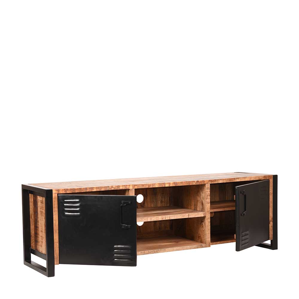 Design TV Lowboard aus Metall & Mango Holz in Schwarz ...
