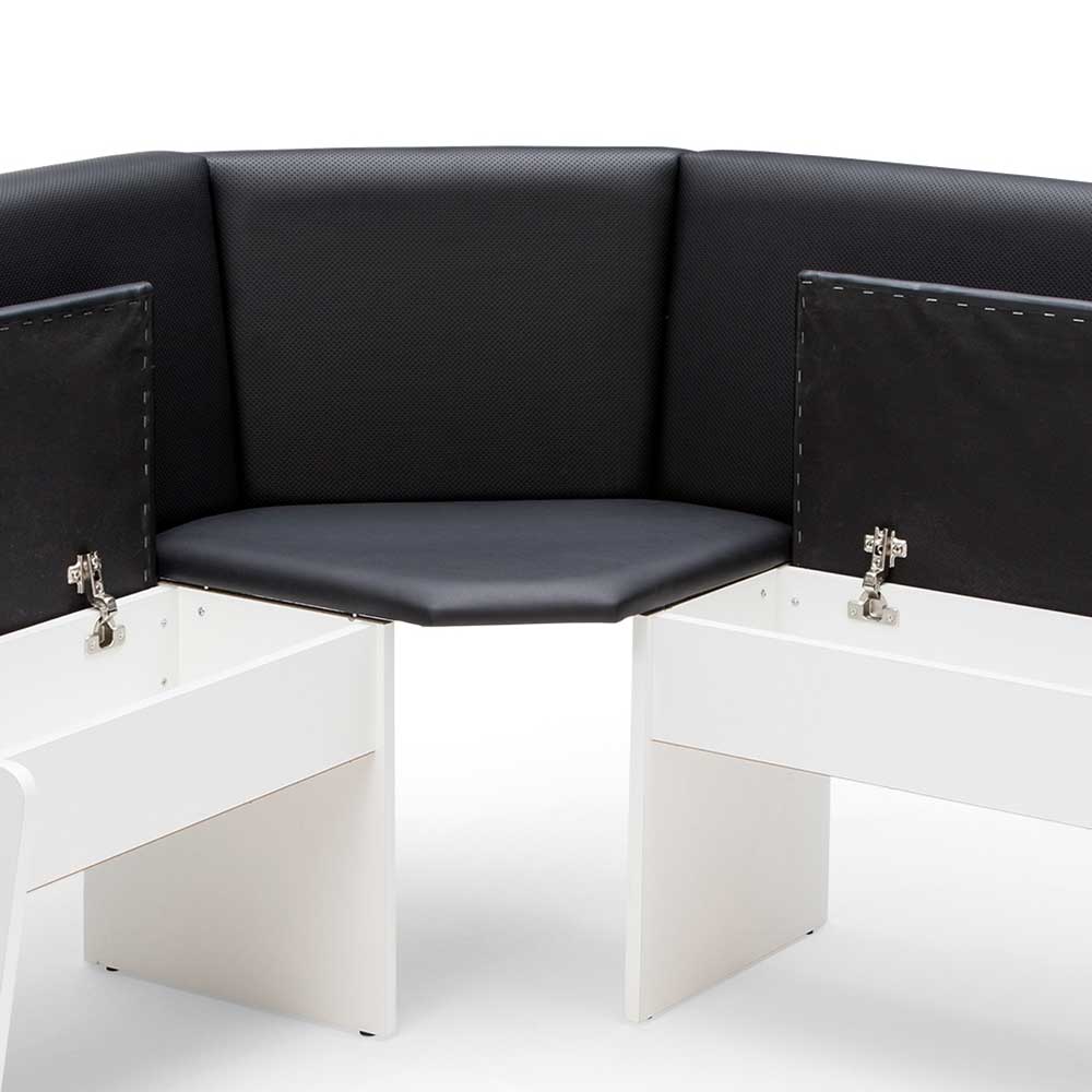 Eckbank Gruppe in Schwarz Weiß inklusive 2 Stühle & Tisch - Enevo (4-teilig)