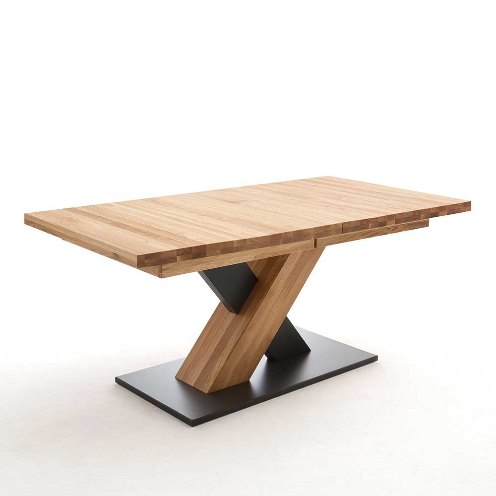 Eleganter Design Tisch mit Ausziehfunktion Wildeiche teilmassiv & MDF - Melpilla