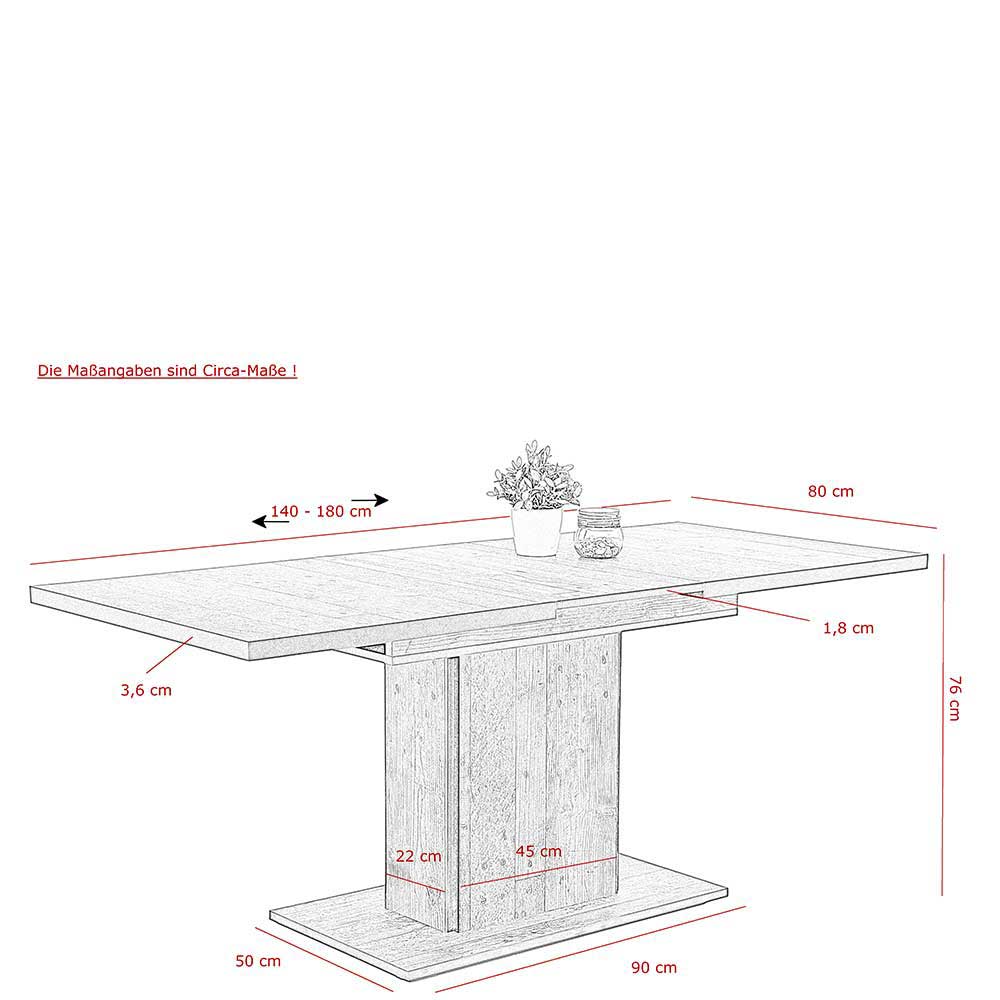 Essgruppe für 4 Personen Set mit Ausziehtisch - Grandessa (5-teilig)