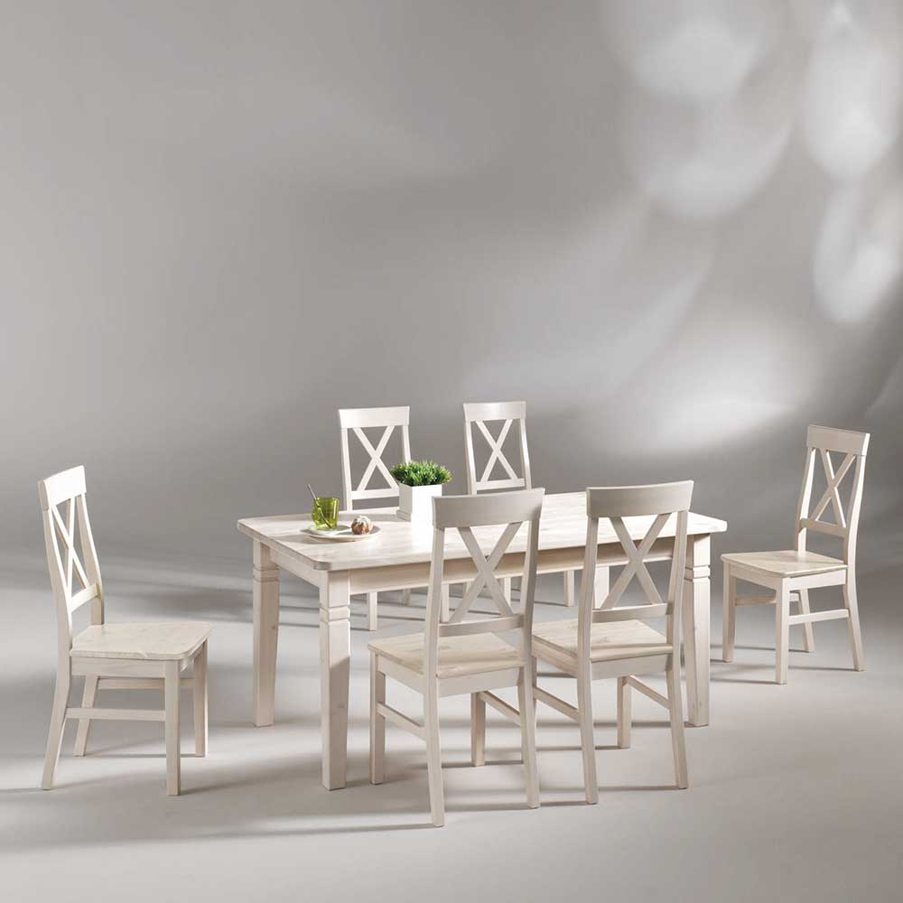 Esstisch mit Stühlen Onesti im skandinavischen Landhausstil