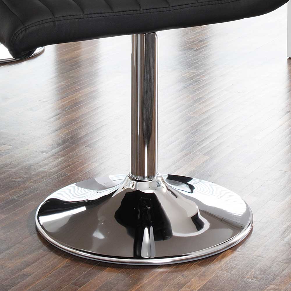 Esszimmer Drehstühle aus Kunstleder in Schwarz mit Chromfuß - Ragusca (4er Set)