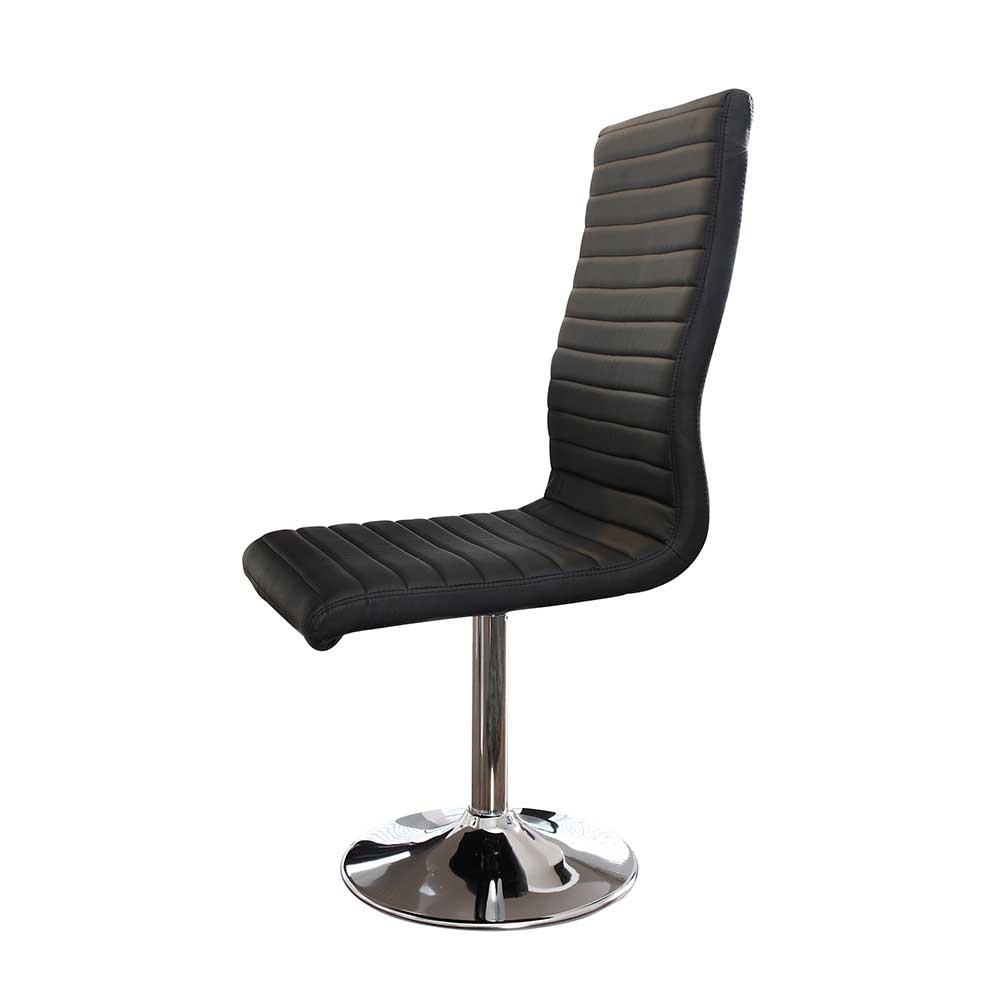 Esszimmer Drehstühle aus Kunstleder in Schwarz mit Chromfuß - Ragusca (4er Set)