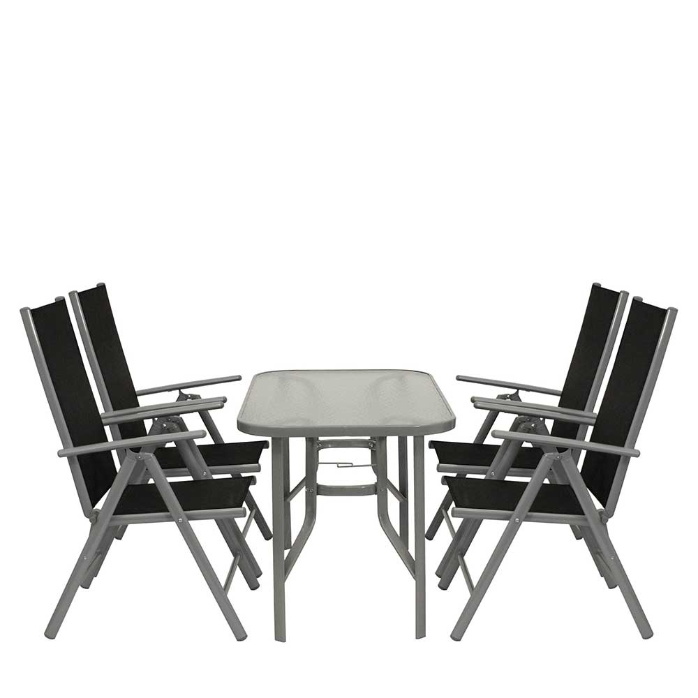 Garten Tischgruppe aus Aluminium mit 4 Klappstühlen - Abella (5-teilig)