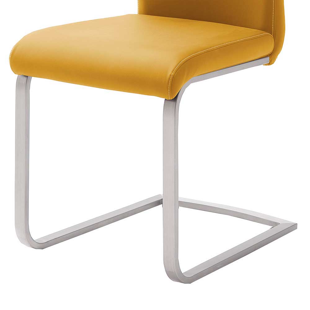 Gelbe Stühle für Esszimmer als Freischwinger mit Kunstleder im 4er Set - Carismata