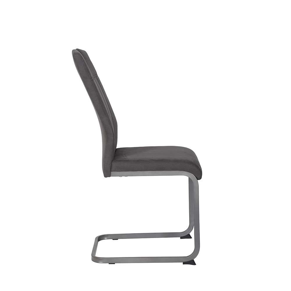 Grauer Microfaser Stuhl mit Schwingfuß aus Metall - Racelyn (Set)