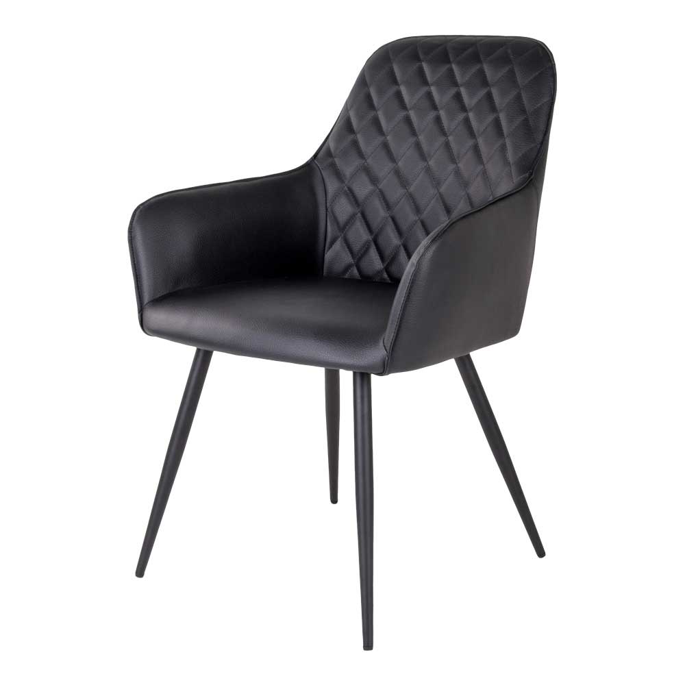 Kunstleder-Sessel fürs Esszimmer mit Metallgestell - in Schwarz - Rubina (2er Set)