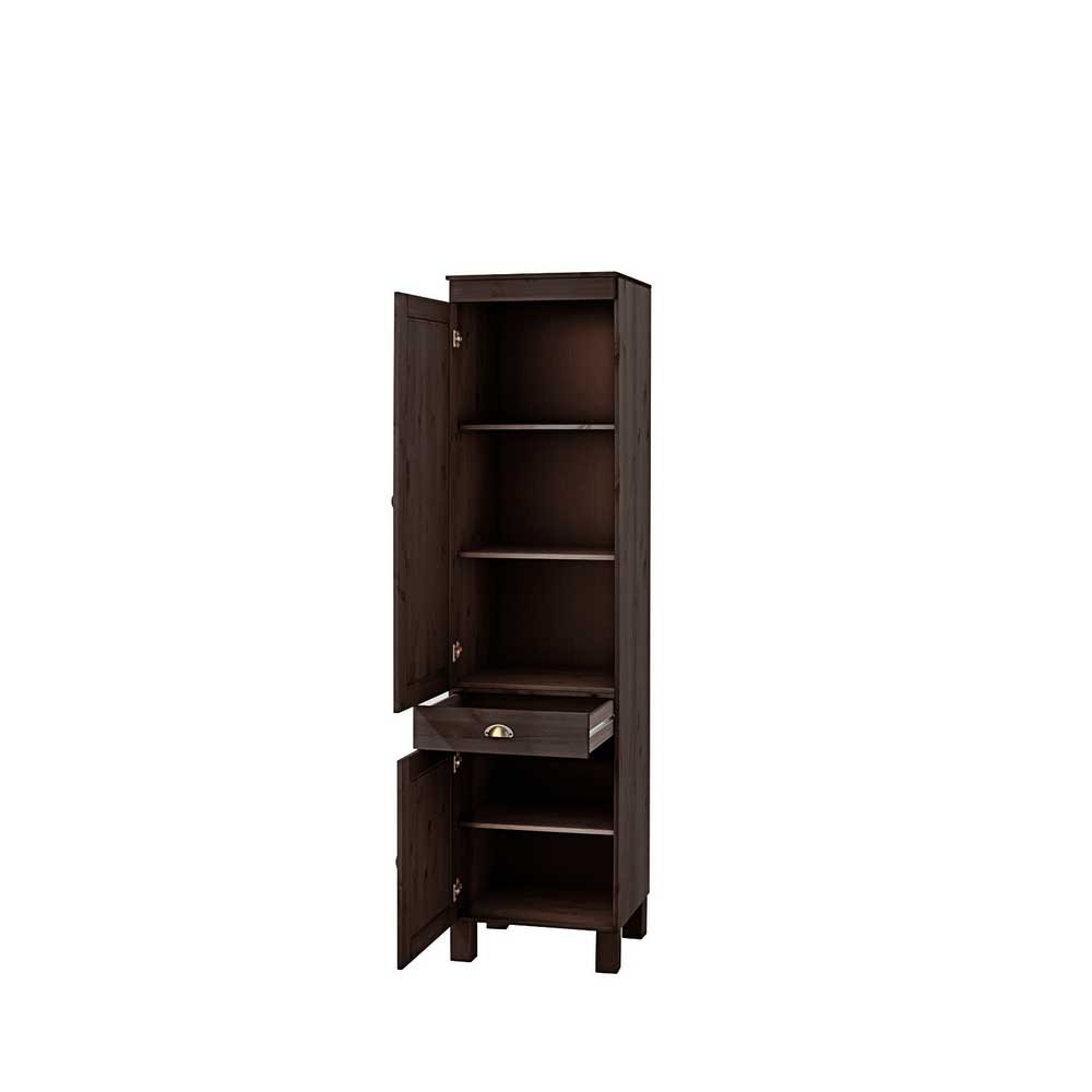 Landhaus Küchen Hochschrank in Wenge aus Kiefer Massivholz - Srelia