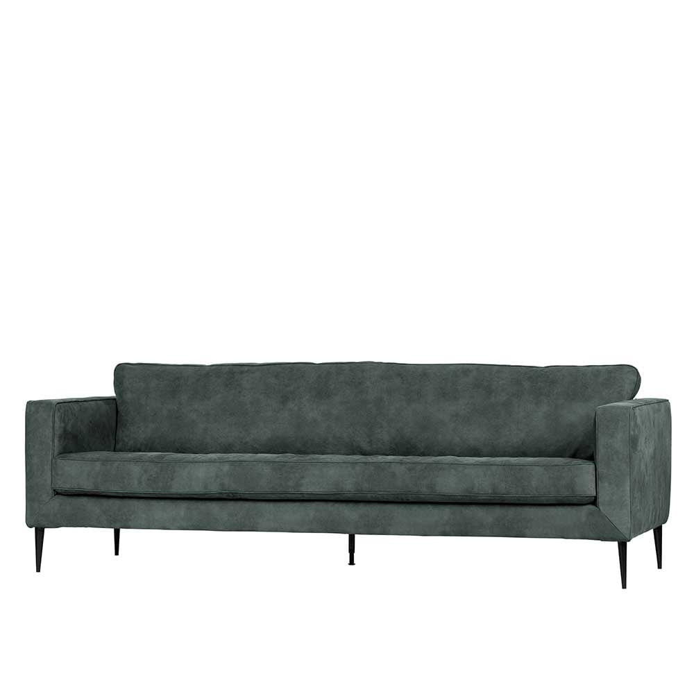 Microfaser Dreier Sofa in Petrol mit 4-Fuß Gestell aus Metall - Dominica