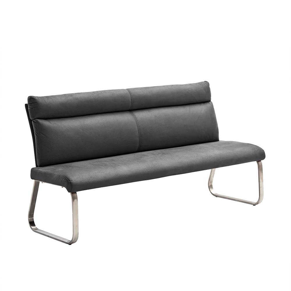 Microfaser Esszimmer Bank für drei Personen in Grau mit ...