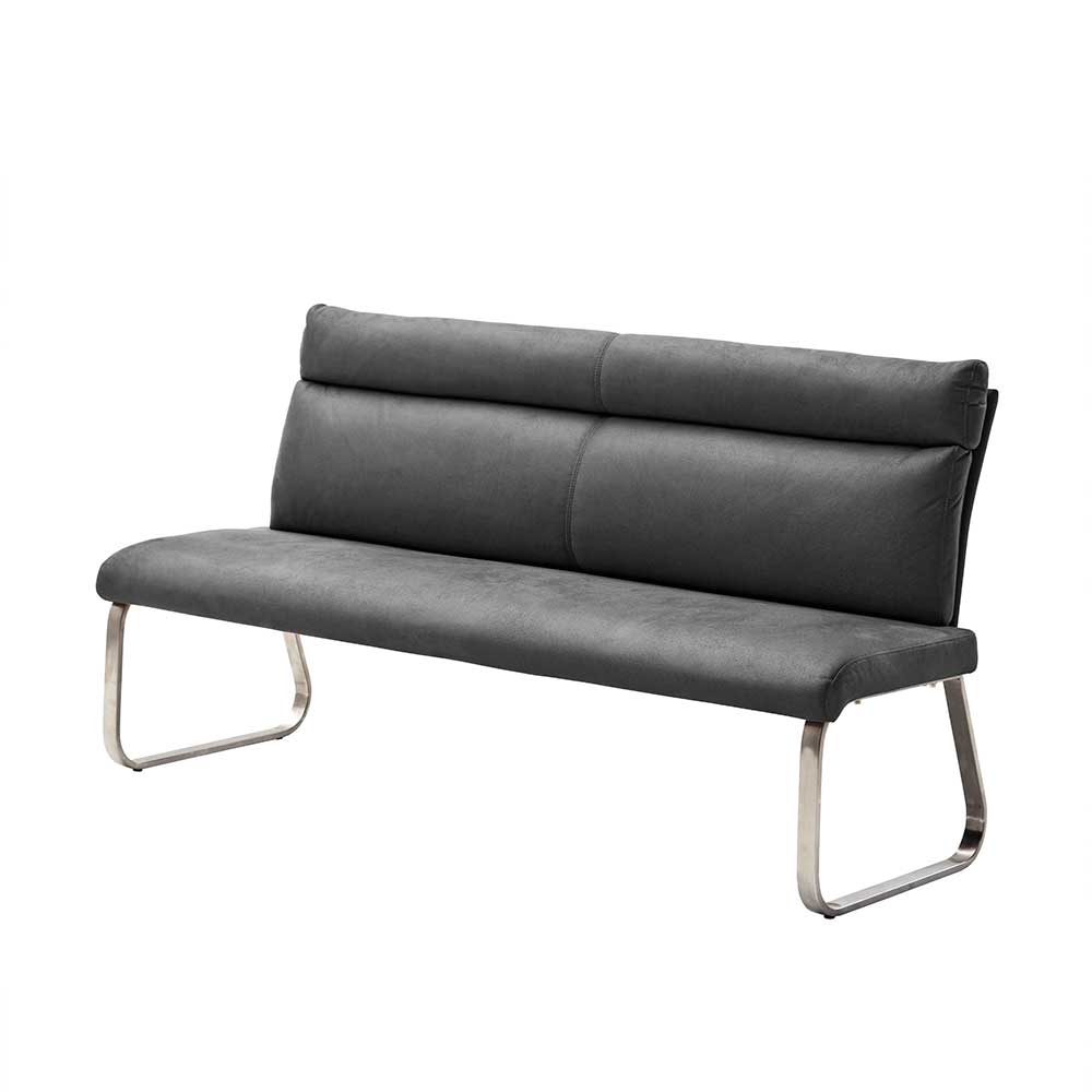 Microfaser Esszimmer Bank für drei Personen in Grau mit ...