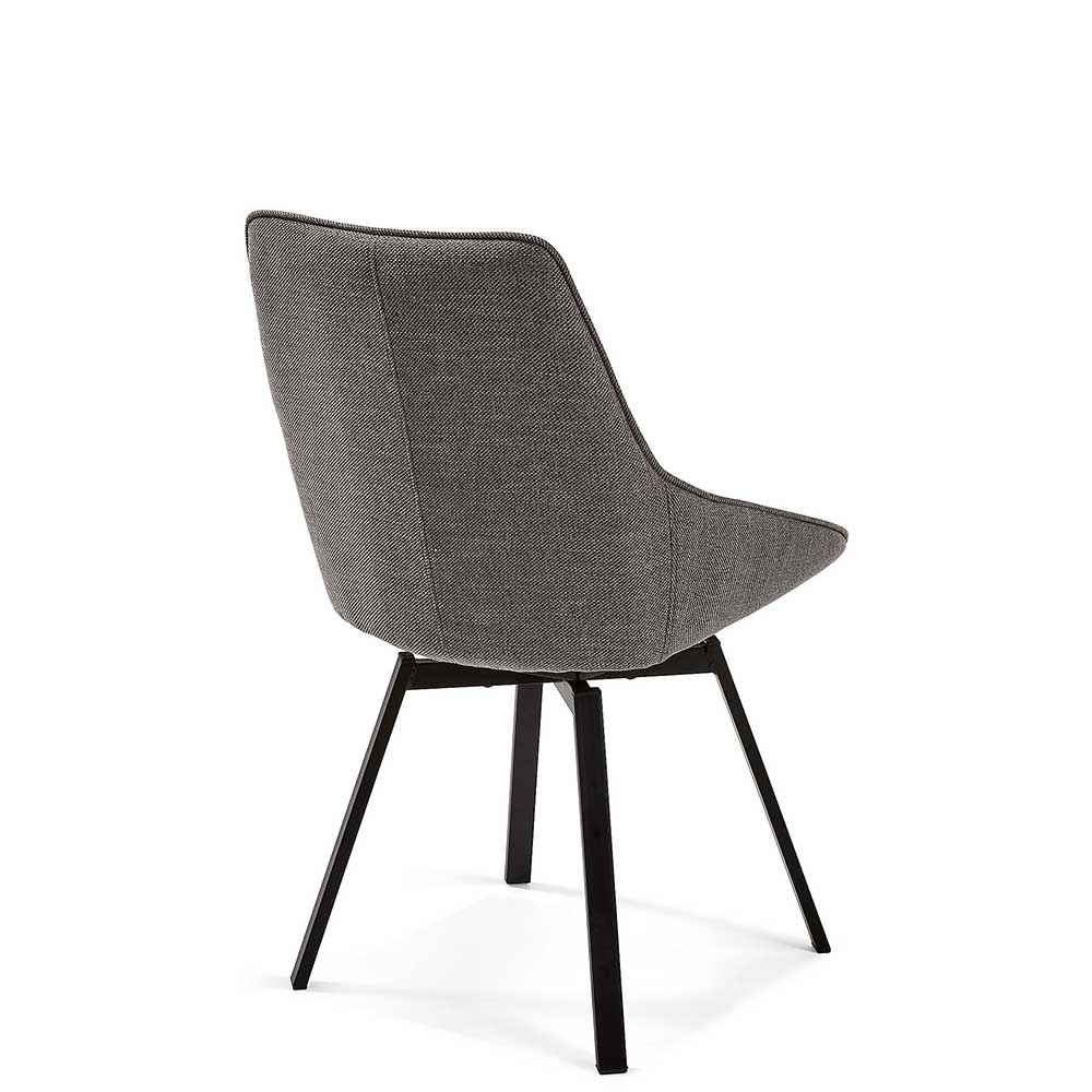 Moderne Schalensitz Stühle in Grau mit Stahlbeinen Schwarz - Runina (2er Set)