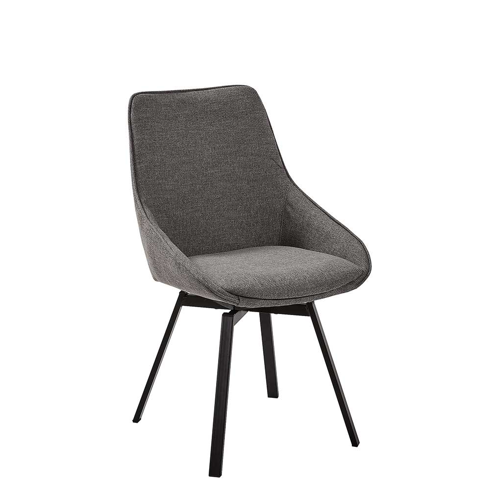 Moderne Schalensitz Stühle in Grau mit Stahlbeinen Schwarz - Runina (2er Set)