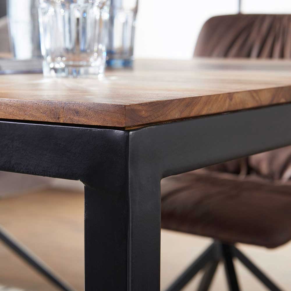 Moderner Esszimmer Tisch mit Holzplatte Sheesham lackiert ...