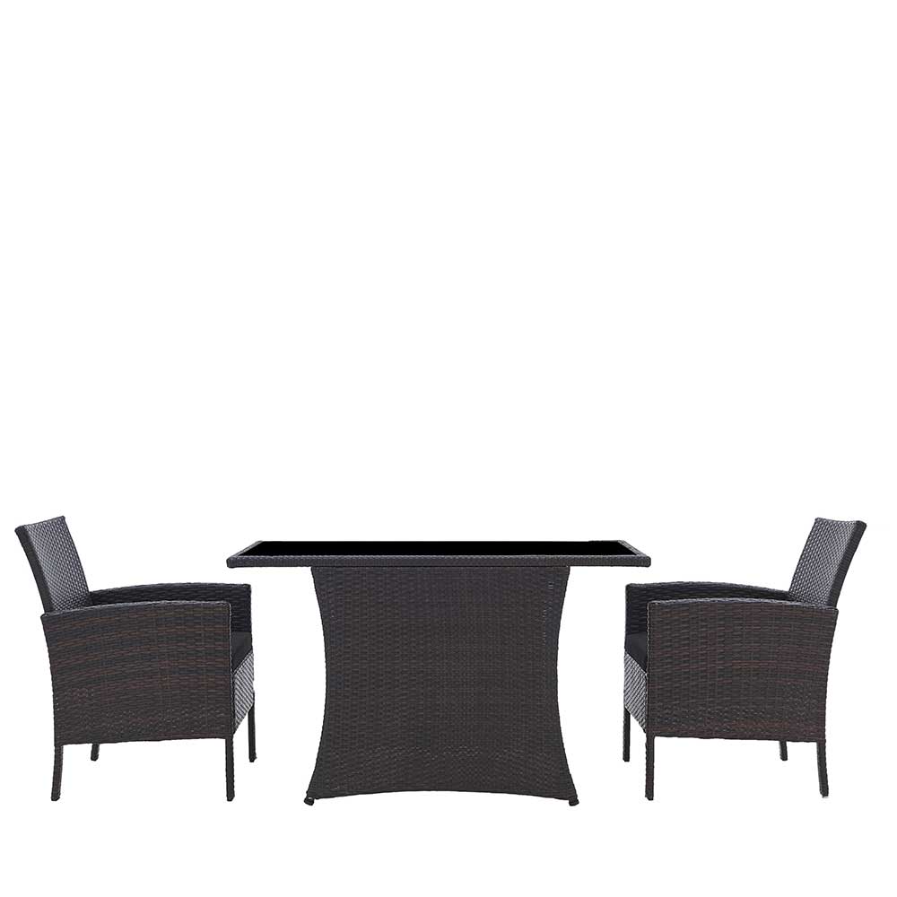 Polyrattan Tischgruppe Fur 2 Personen In Schwarzbraun Eneriffo 3 Teilig 