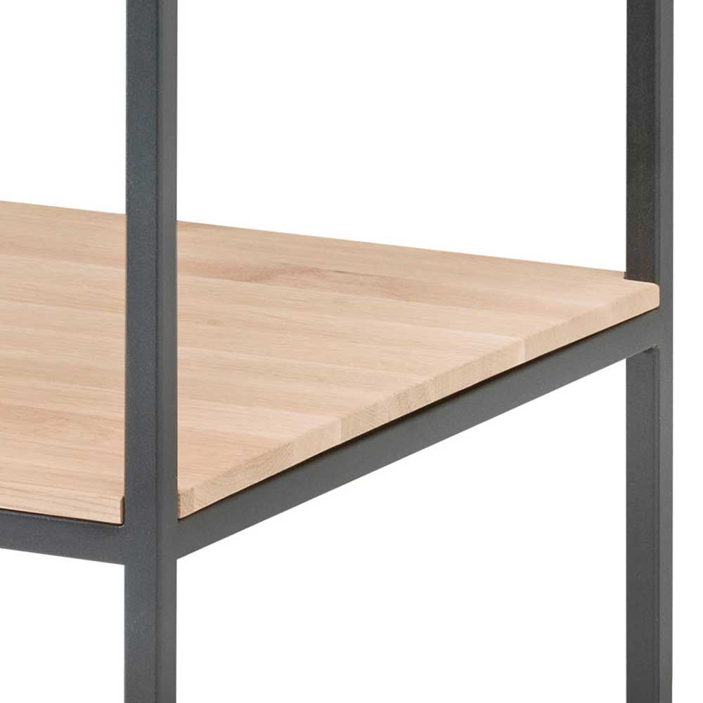 Regal Beistelltisch aus heller Eiche & schwarzem Metall ...