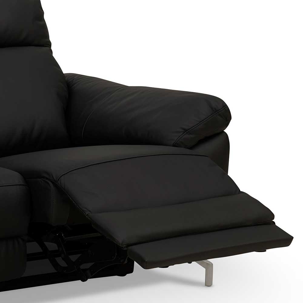 Relaxfunktion Zweisitzer in Schwarz Leder und Kunstleder - Panam