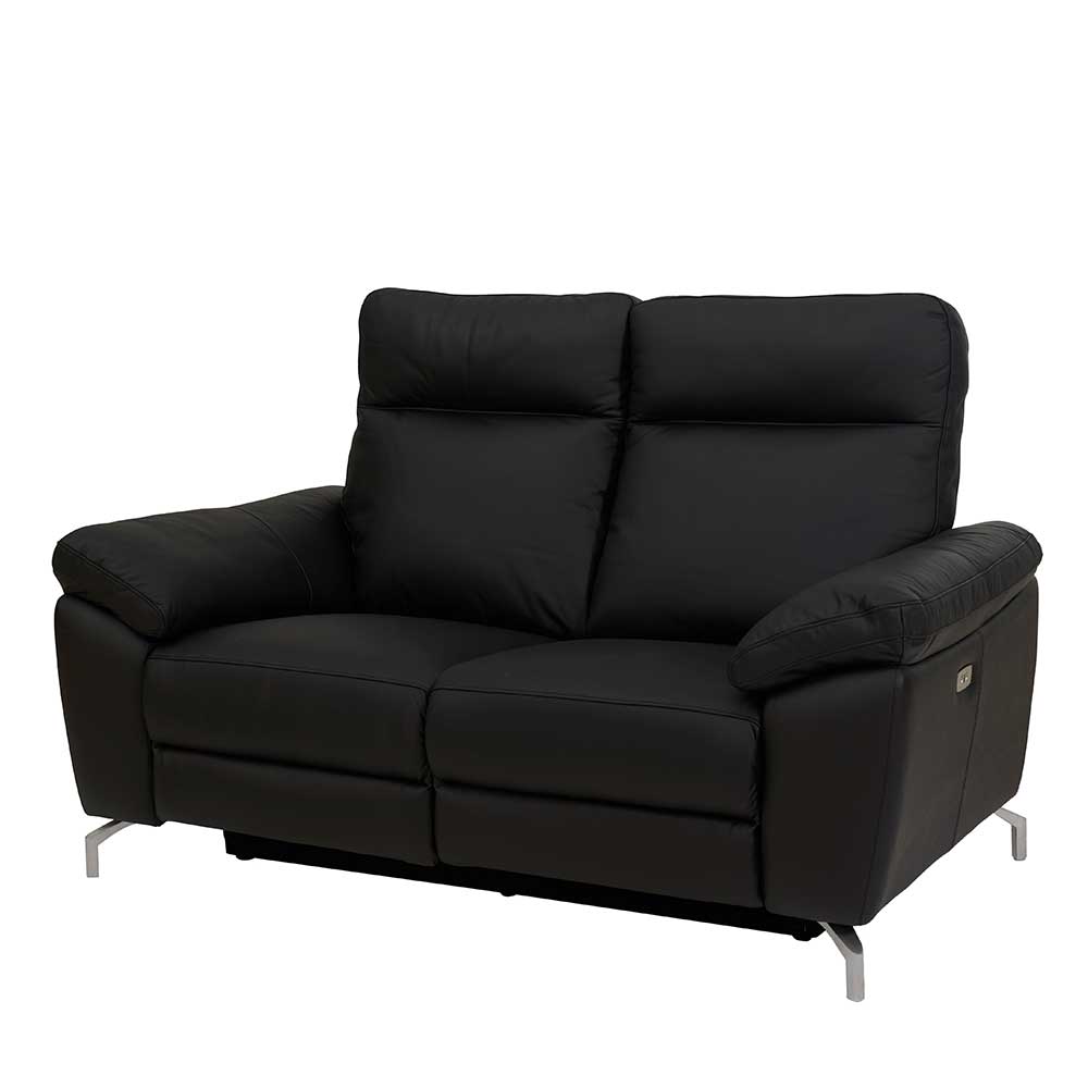 Relaxfunktion Zweisitzer in Schwarz Leder und Kunstleder - Panam