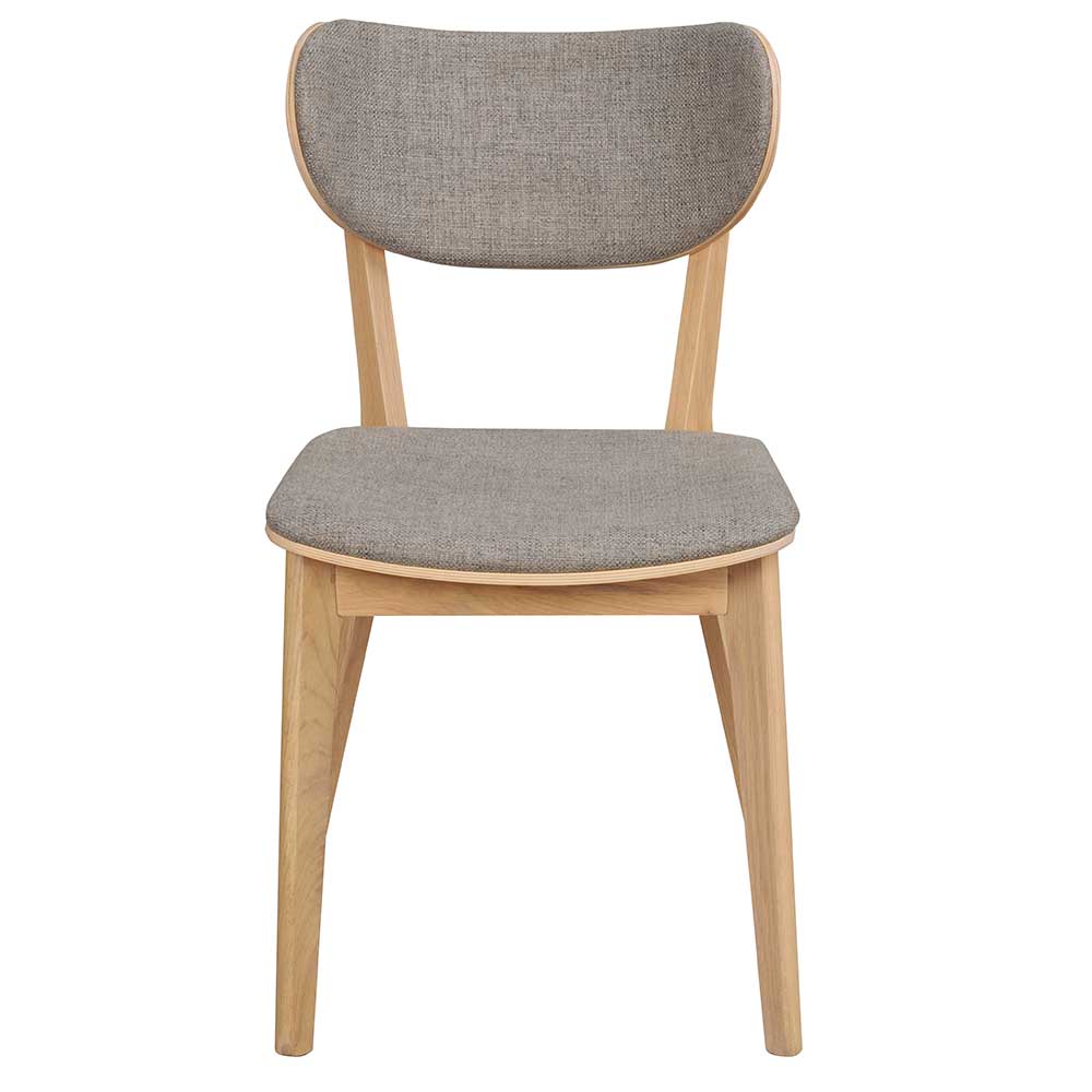Retro Stuhl in White Wash & Grau aus Holz & Stoff - Gianoza (2er Set)