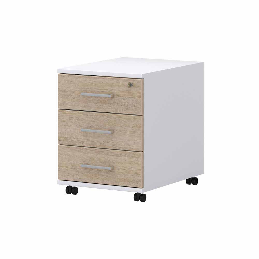 Vicco Rollcontainer 'Ansel' – 60x40x77,4 Cm, Mit Schubladen & Rollen | Weiß/Sonoma, Spanplatte, Viel Stauraum
