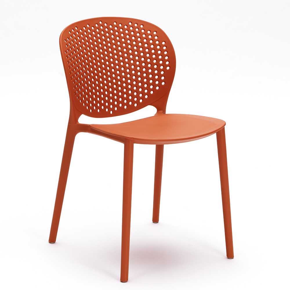 Roter Stuhl aus Kunststoff stapelbar für Garten Fenturam (4er Set)