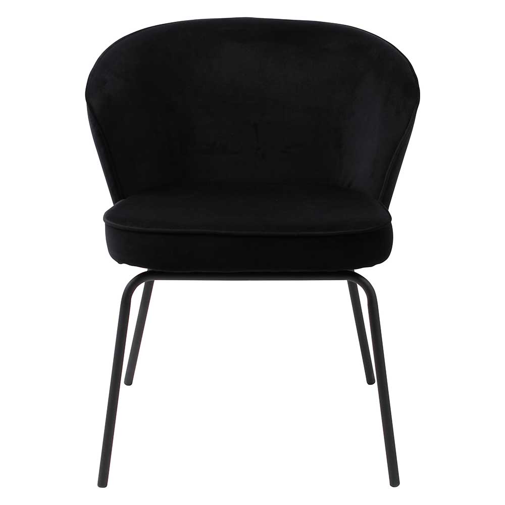 Samt-Esszimmerstühle in Schwarz mit Stahlbeinen - Retro Style - Occita