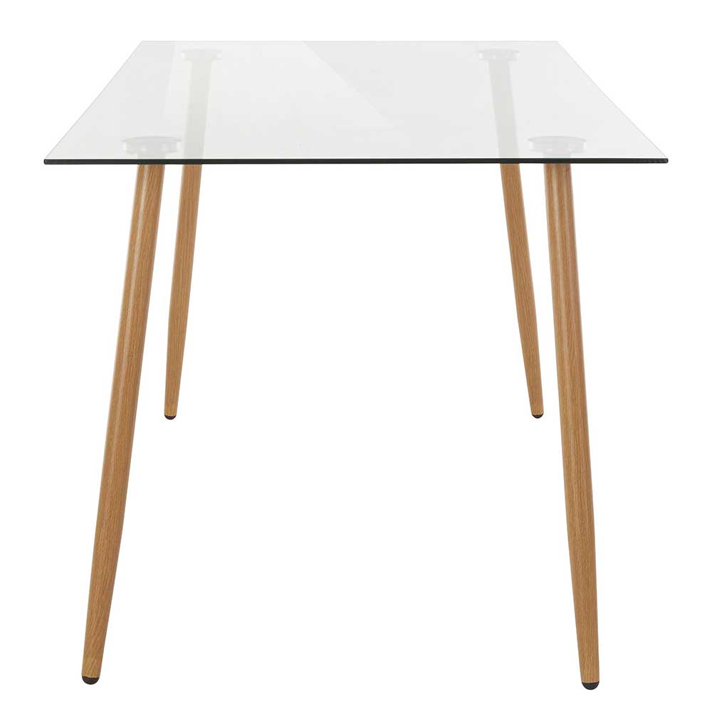 Scandi Chic Esszimmer Glastisch 140x80 Cm Mit Metallbeinen In Eiche Rusaly