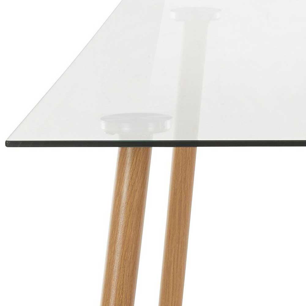Scandi Chic Esszimmer Glastisch 140x80 Cm Mit Metallbeinen In Eiche Rusaly 