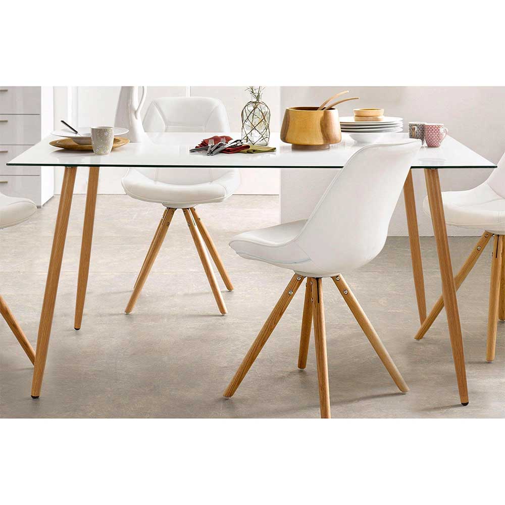 Scandi Chic Esszimmer Glastisch 140x80 cm mit Metallbeinen ...