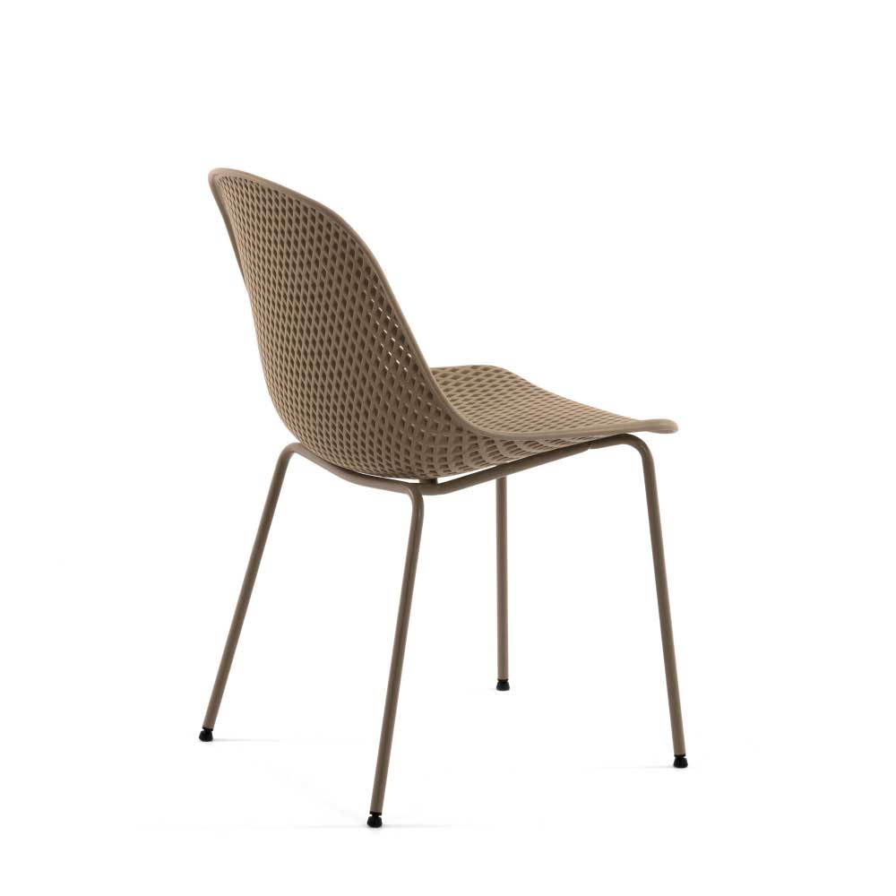Schalenstühle in Beige mit Lochmuster & Metallgestell - Airana (4er Set)