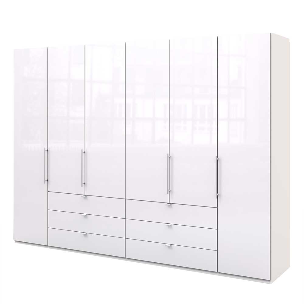 Schlafzimmer Kleiderschrank mit 3 Meter Länge in Weiß mit Türen &  Schubladen - Dolienca I