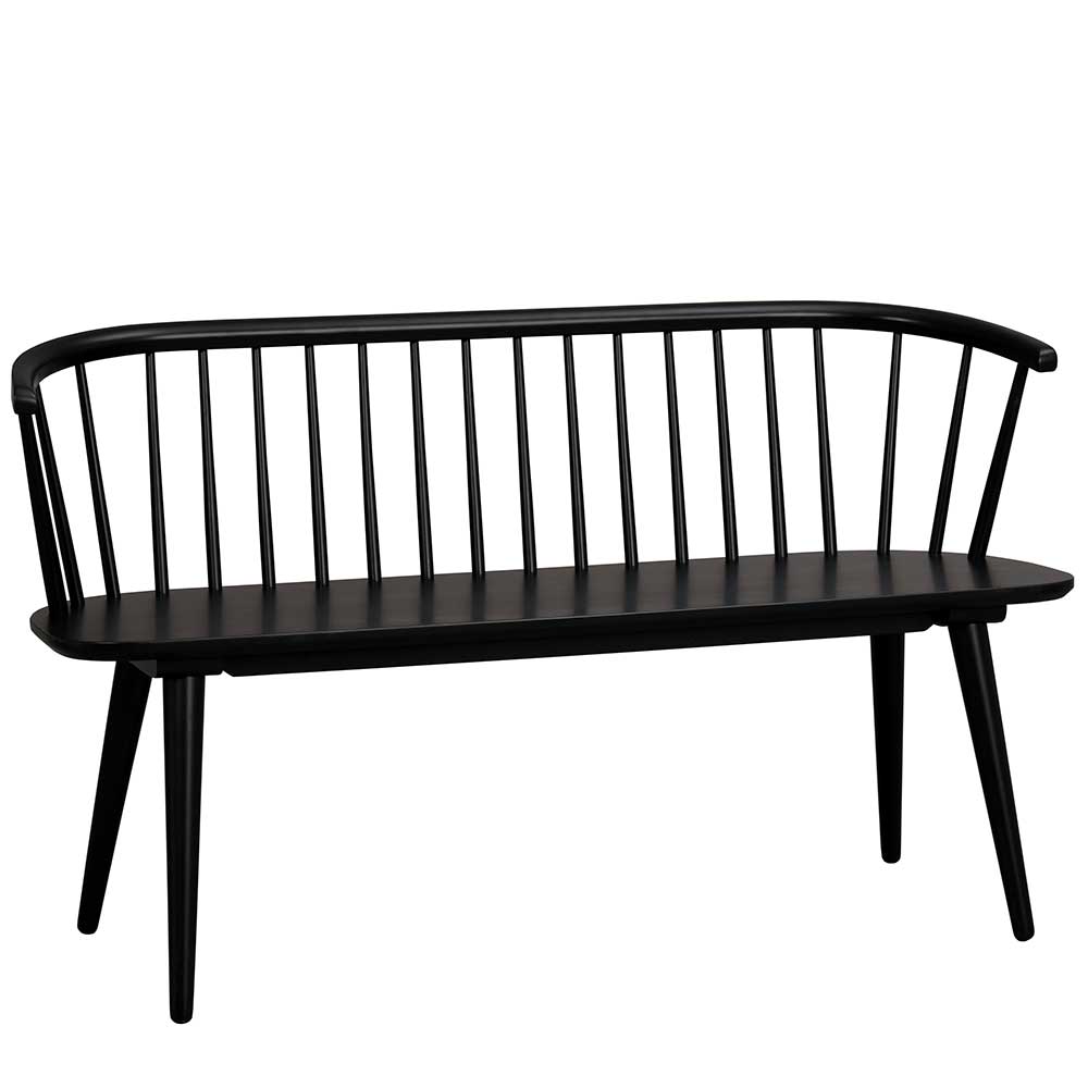 Schwarze Esstisch Bank aus Holz lackiert mit Rückenlehne - Lazora