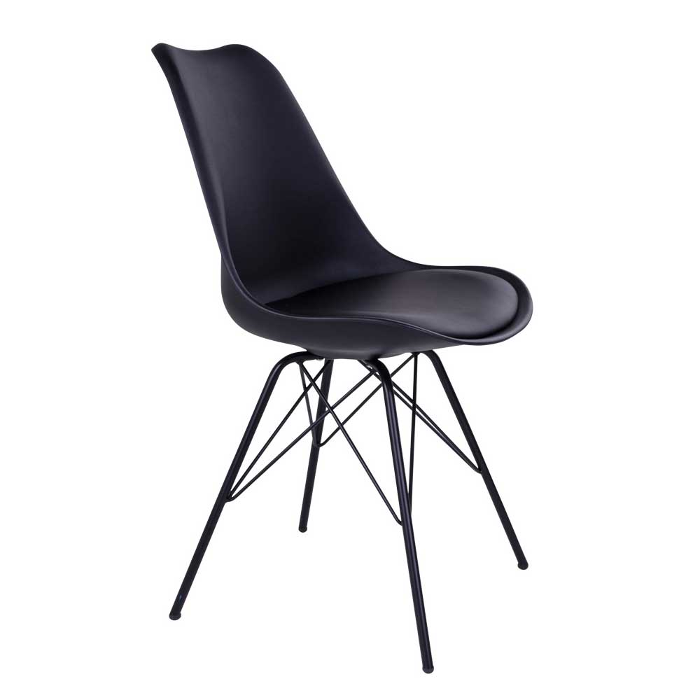 Schwarze Küchenstühle mit Schalensitz & Metallbeinen - Verbandro (2er Set)