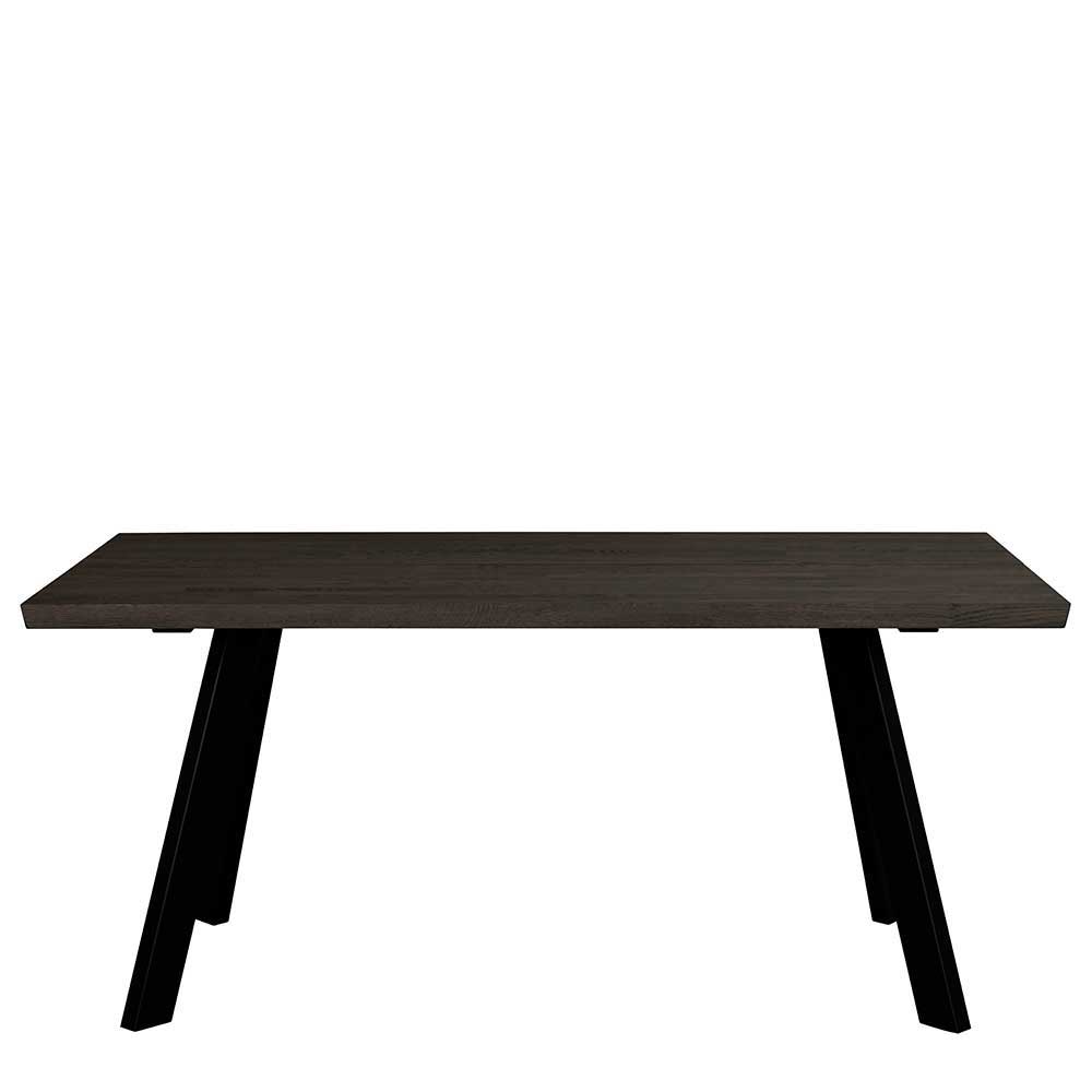 Schwarzer Eiche Esstisch & Stühle aus Kunstleder & Stahl - Namac (5-teilig)