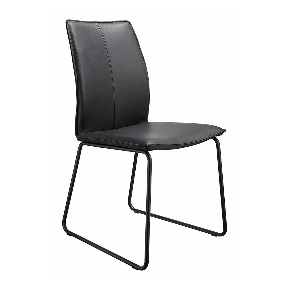 Schwarzer Lederstuhl für Esstische in modernem Design - Norma (2er Set)