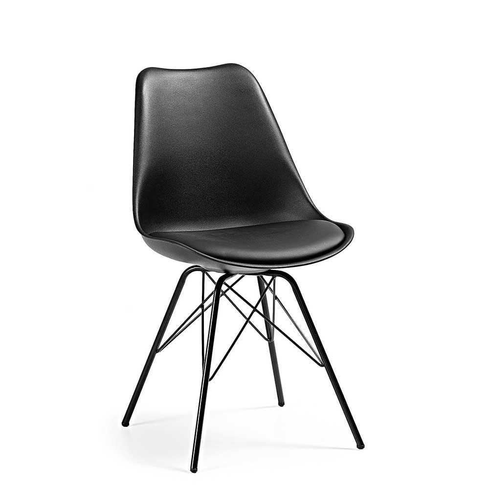 Schwarzer Stuhl mit Sitzschale aus Kunstleder & Kunststoff ...