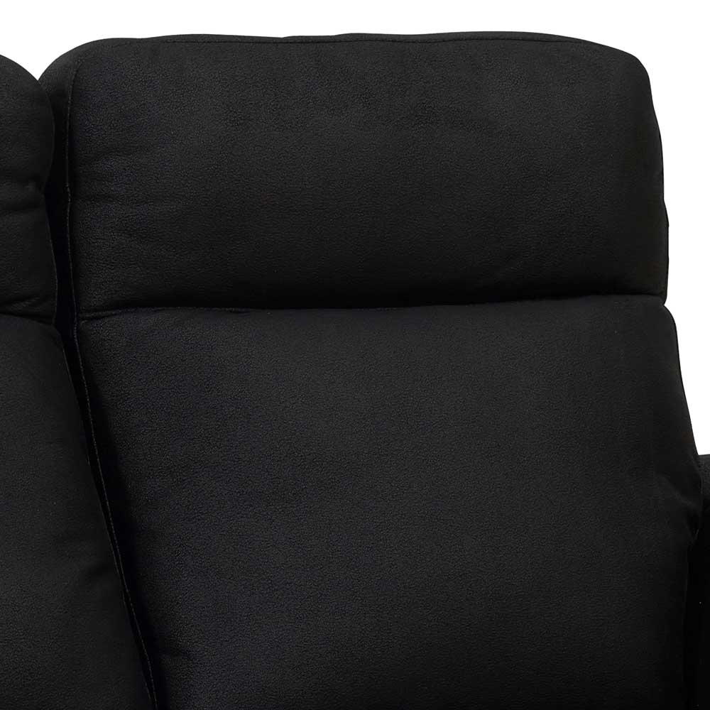 Schwarzes Zweier Sofa mit Relaxfunktion & Microfaser-Bezug - Salma