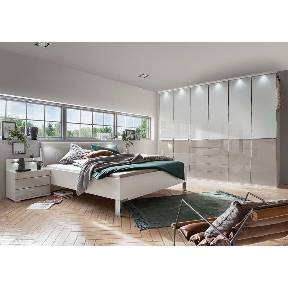 Set Schlafzimmermöbel modern in Weiß & Hellgrau - Erienvo (4-teilig)