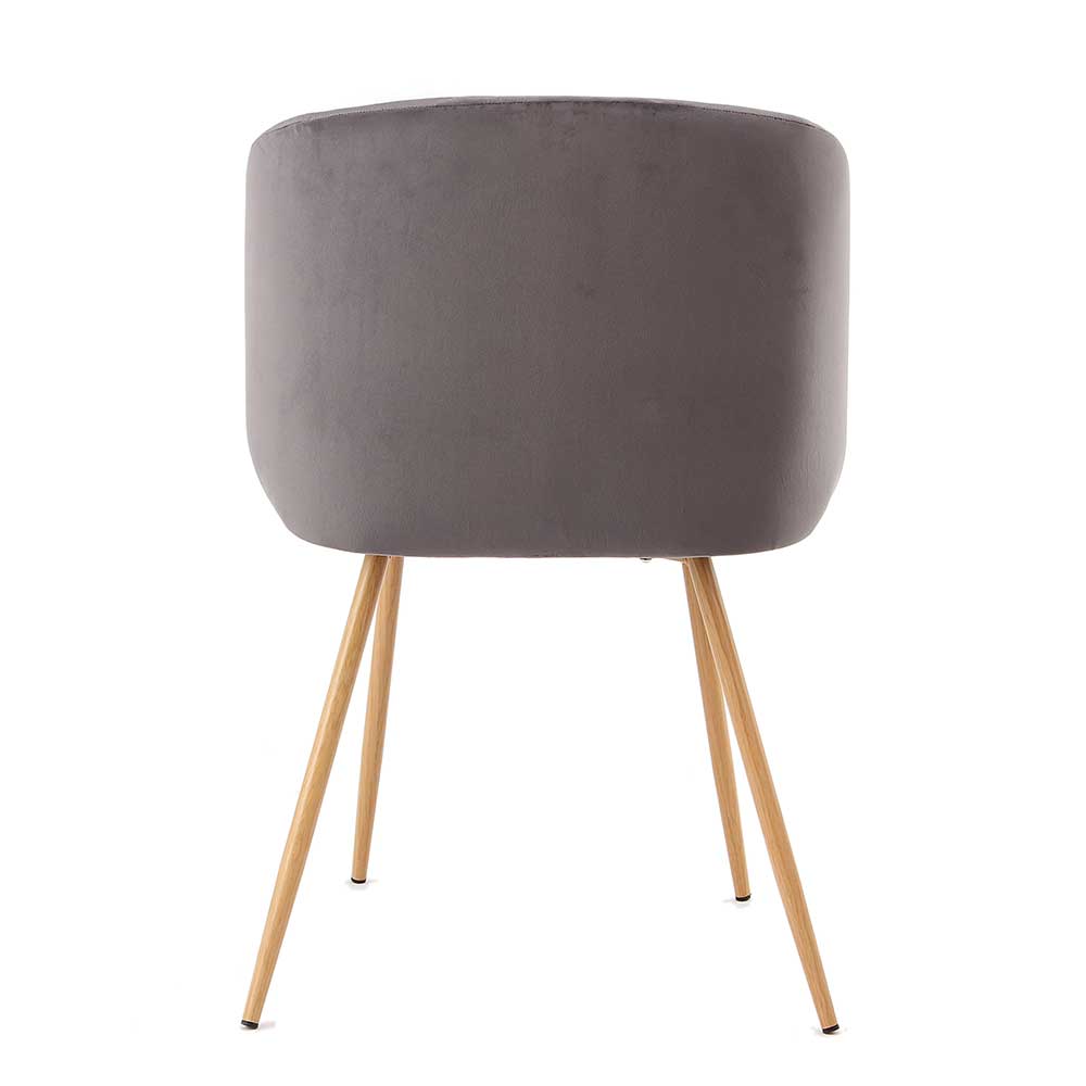 Stoff Stühle in Anthrazit mit Metallbeinen im Holz Look - Vanessa (2er Set)