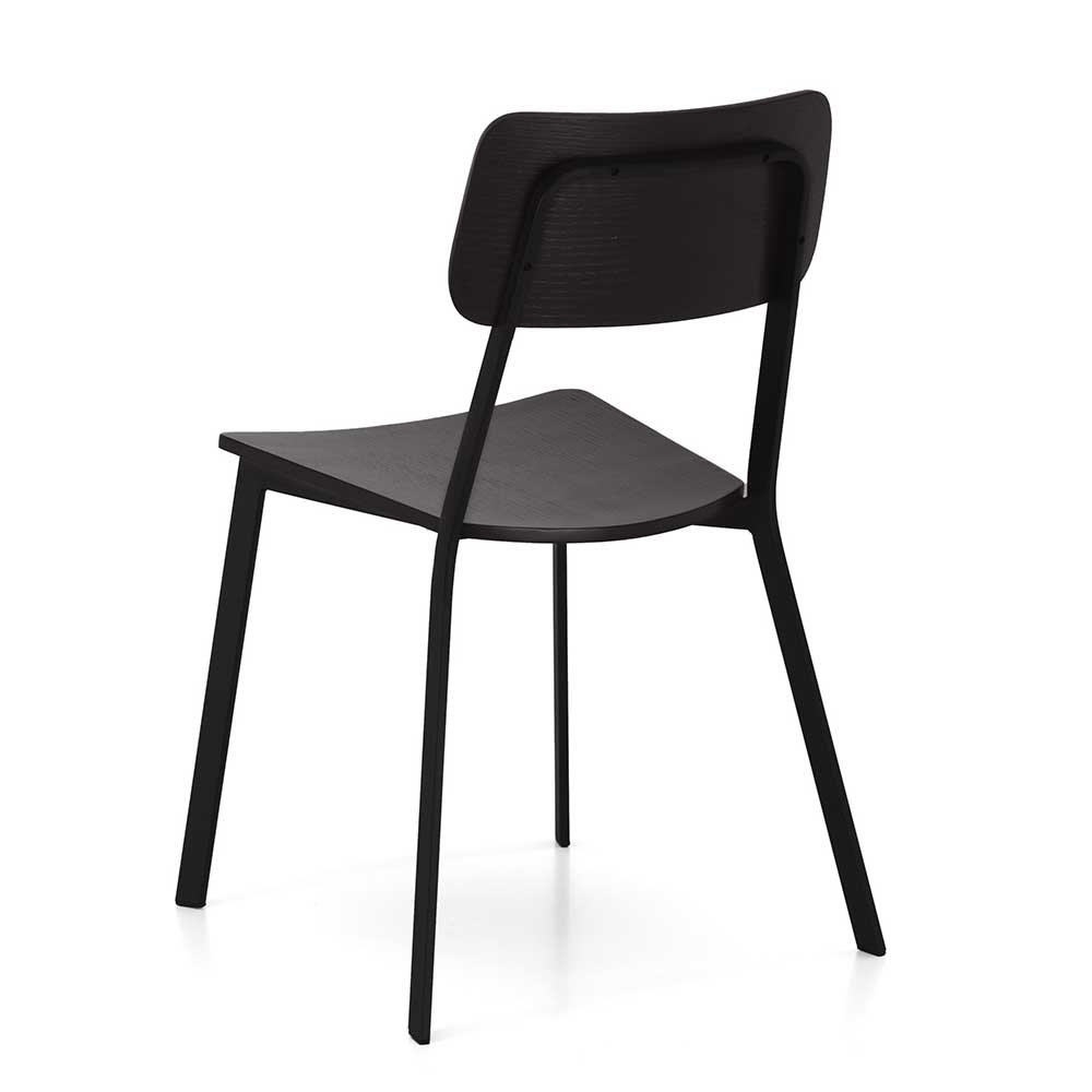 Stühle in Schwarz aus Schichtholz & Metall - Leverias (4er Set)