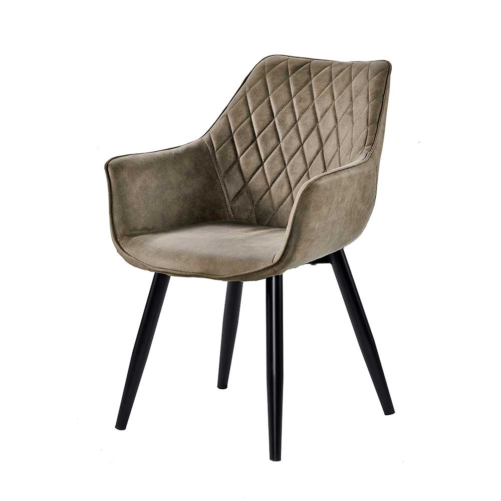 Tisch Sessel mit Rauten-Steppung in Schlammfarben - Fiore (2er Set)