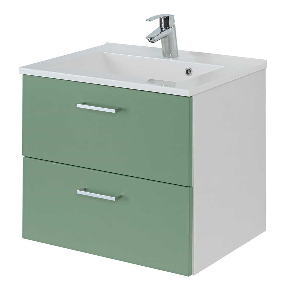 Wand Waschbeckenschrank in Grün & Weiß mit Waschbecken ...