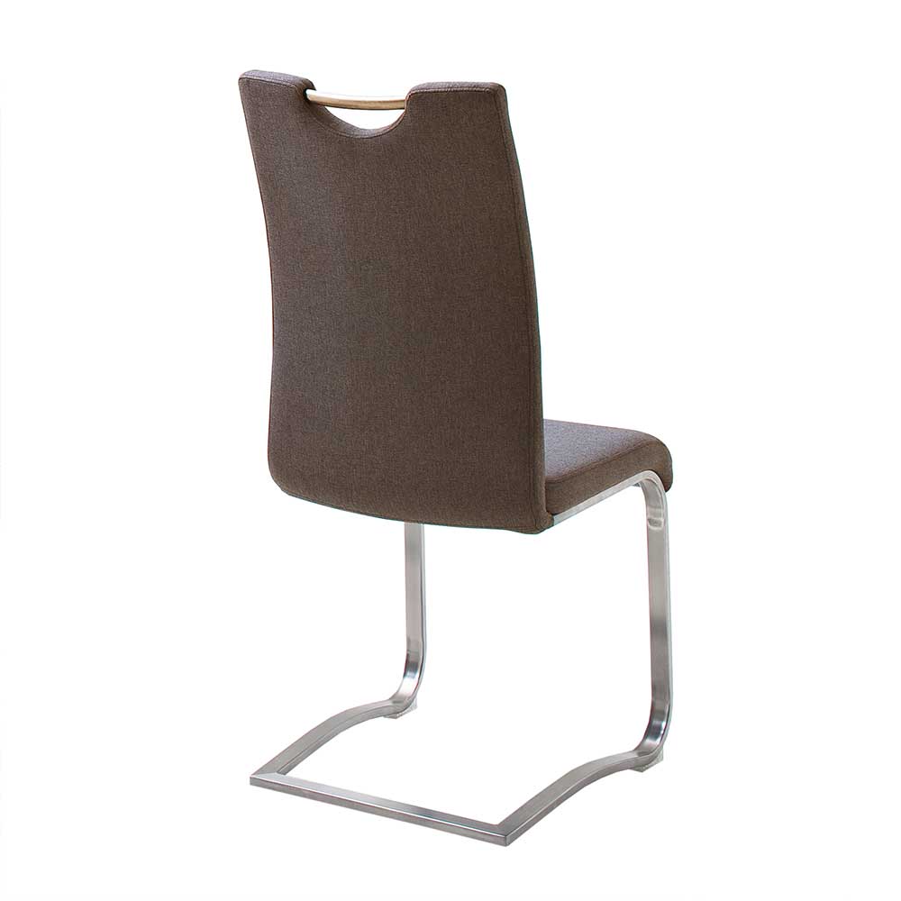 Webstoff Swing-Stühle in Braun mit Gestell aus Edelstahl - Savi (2er Set)