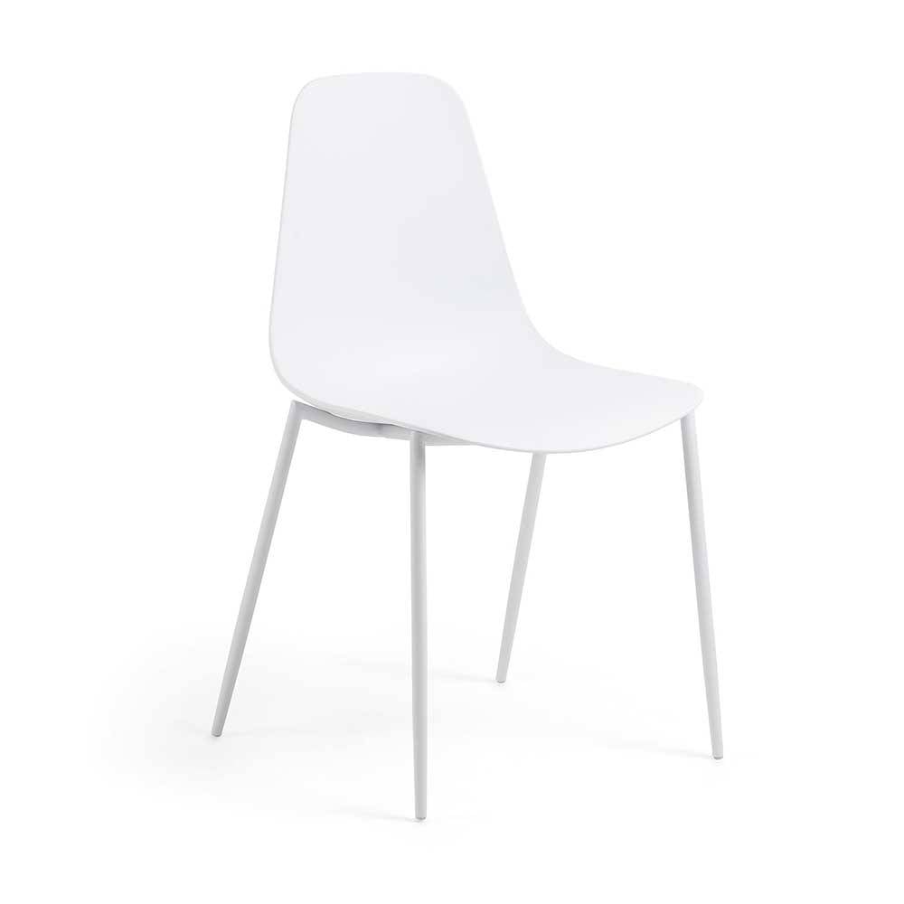 Weiße Küchenstühle mit Schalensitz aus PP & Stahlgestell - Chiantro (4er Set)