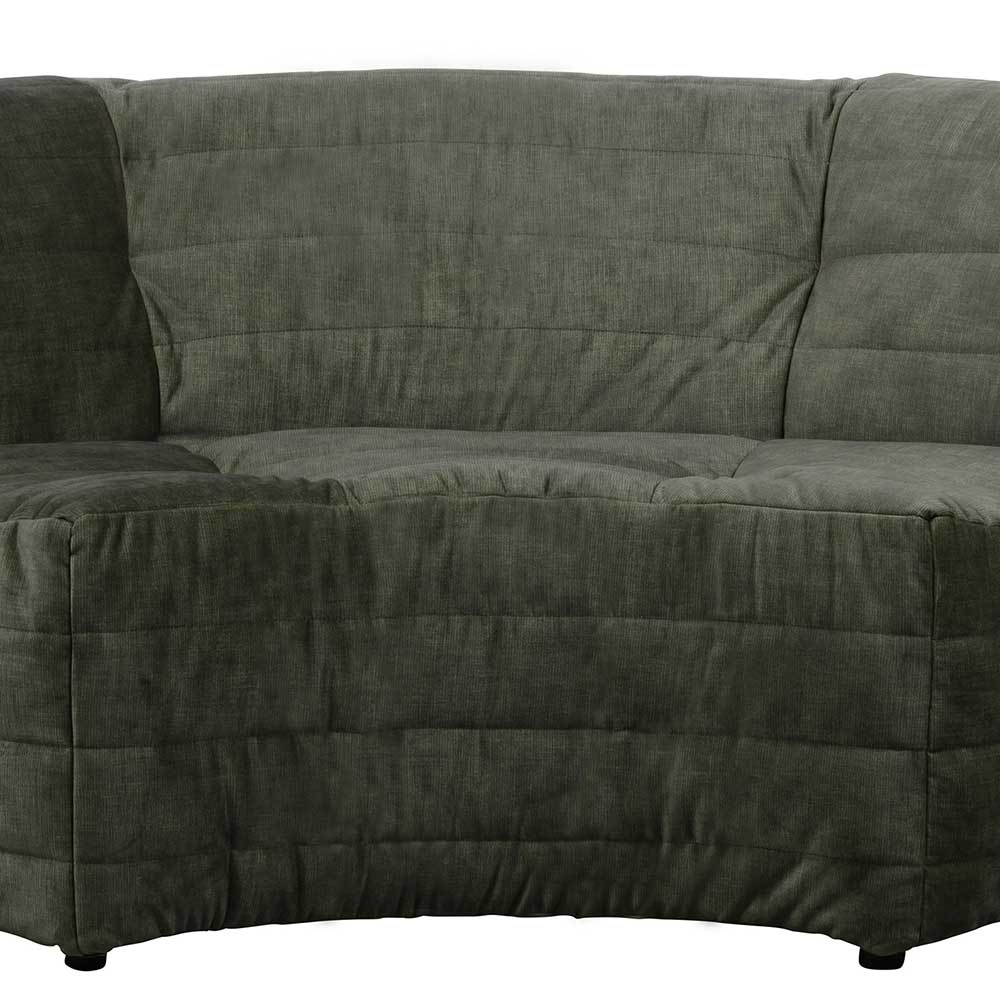 Wohnzimmer Eckcouch in Dunkelgrün Samt für drei Personen - Patrice