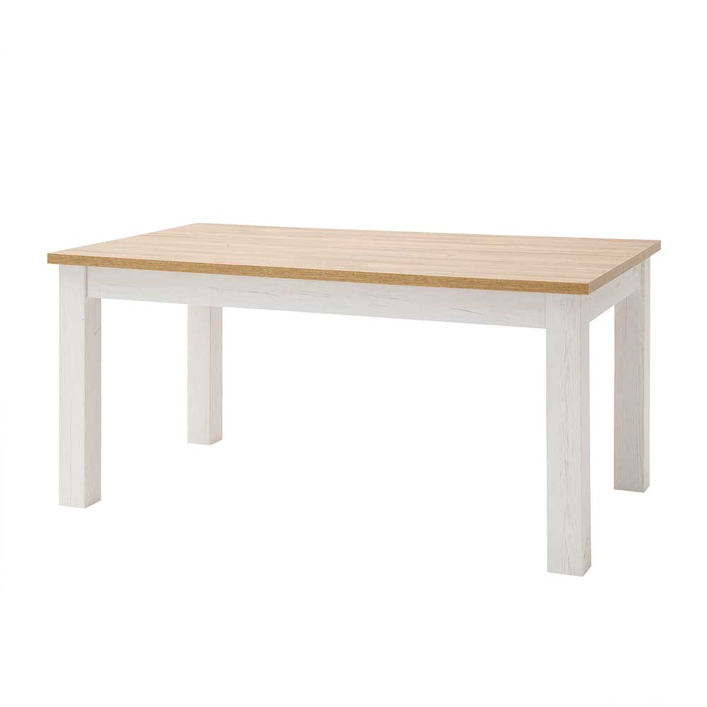 Zweifarbiger Landhaus Esstisch 160x90 Cm Mit Stossfesten Abs Kanten Samula 
