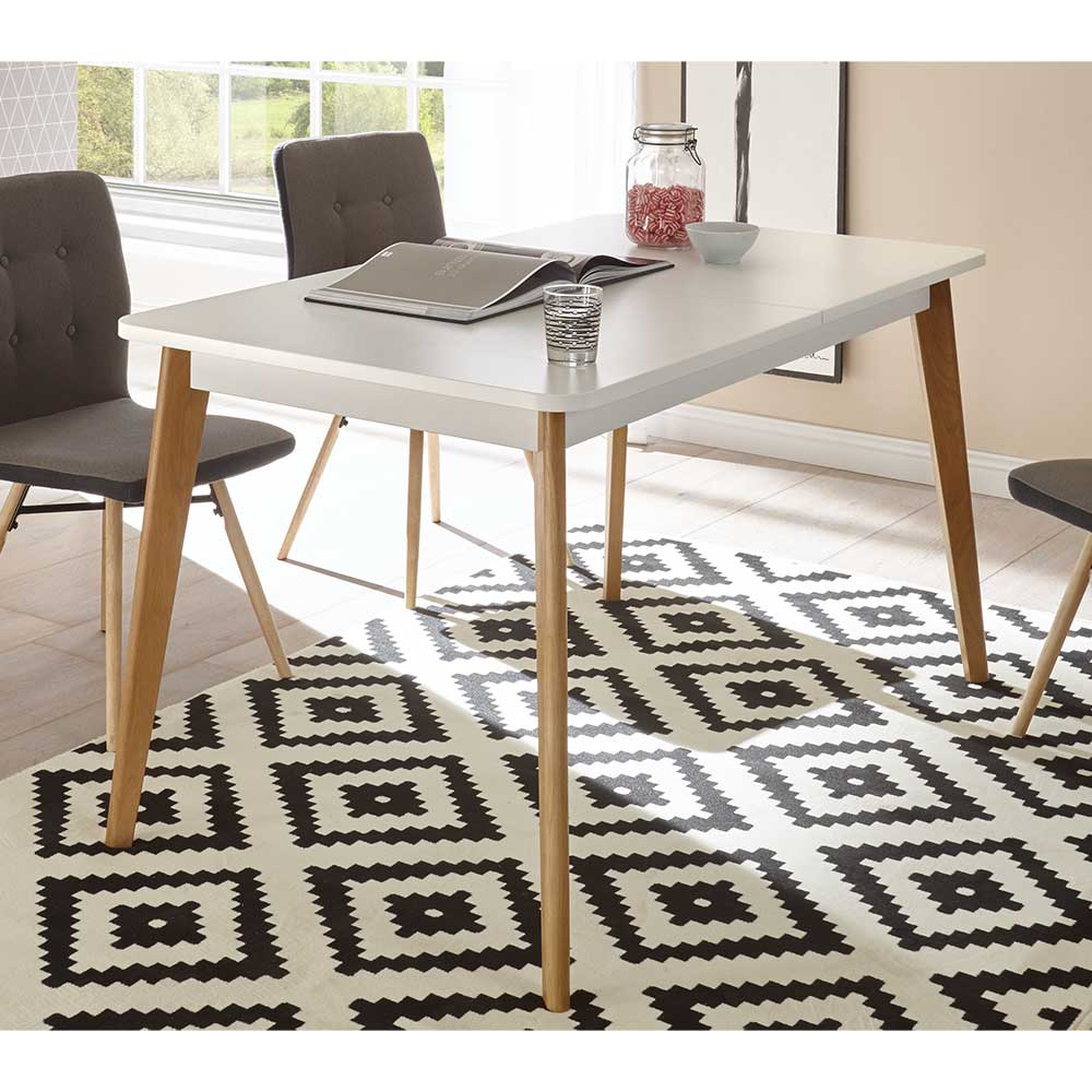 Zweifarbiger Scandi Tisch Ausziehbar Bis 180x80 Cm Cablos 