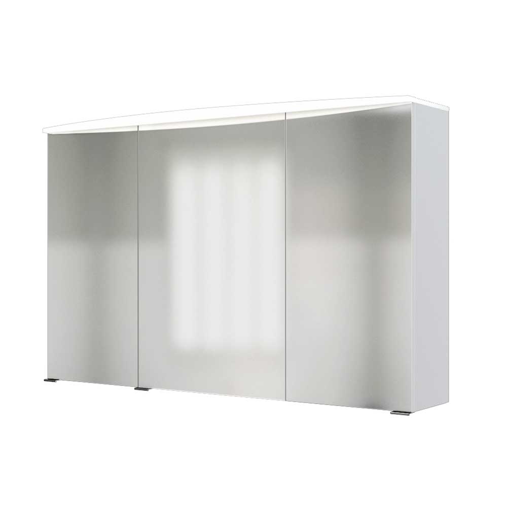 100cm breiter Bad Spiegelschrank 3D in Weiß mit LED Lichtband Datara