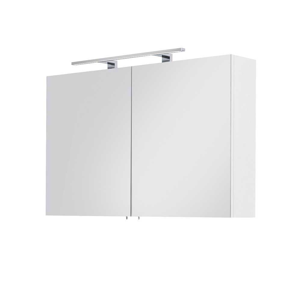 100cm breiter Spiegelschrank für das Badezimmer in Weiß mit LED Licht Sondava