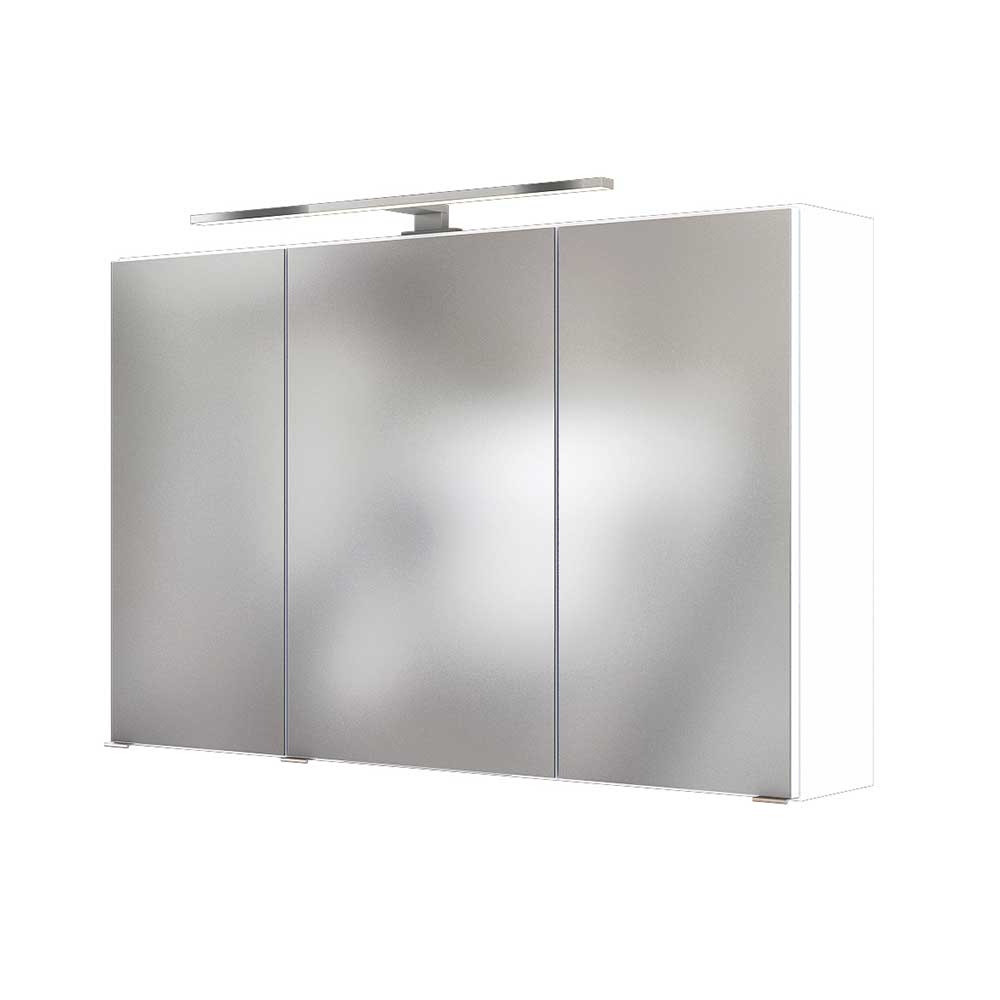 100x64x31 Bad Spiegeltürenschrank in Weiß mit LED Beleuchtung Misbonas